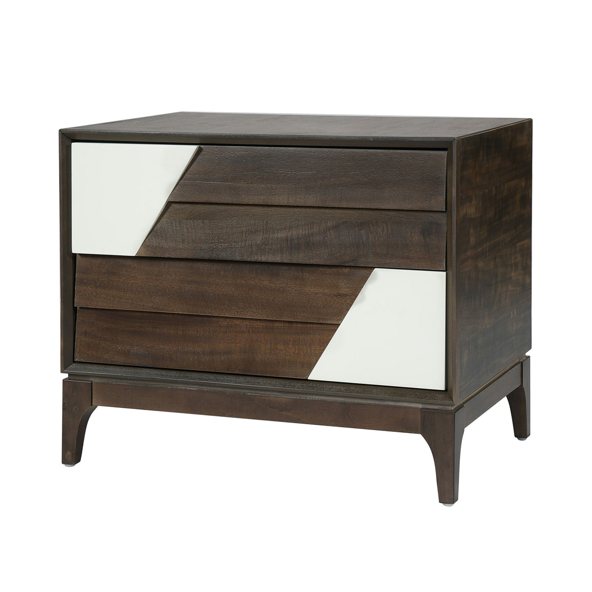 Japandi 2 Drawer Nightstand With Geometric Design
