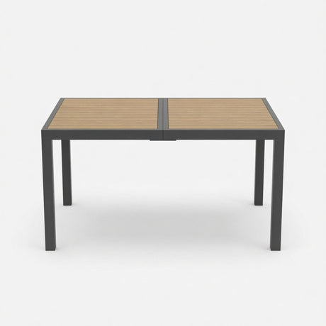Rectangle Outdoor Patio Table With Slatted Top - Gray
