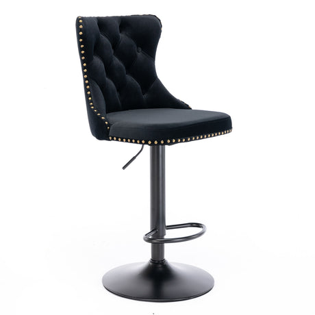 Swivel Barstools Adjusatble Seat Height, Modern Upholstered Bar Stools With Backs Comfortable Tufted For Home Pub And Kitchen Island (Set of 2)