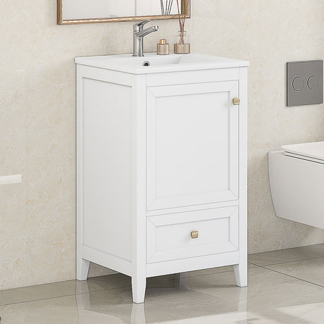 Bathroom Vanity With Sink, Soft Closing Cabinet Door, Storage Rack And Drawer