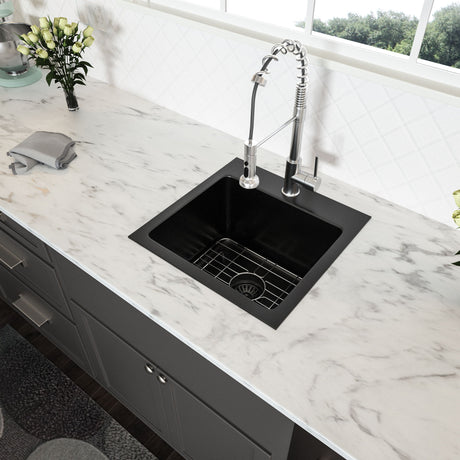 Topmount 16G Stainless Steel Kitchen Sink Deep Single Bowl - Gunmetal Black