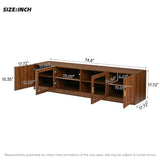 TV Stand, Media Console With Glass Doors And LED Lights, Adjustable Shelf Storage - Walnut