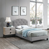 Button Tufted Bed With Nailhead Trim