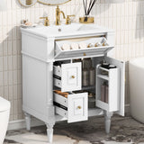 Freestanding Bathroom Vanity With Sink, Adjustable Shelf & Flip Drawer