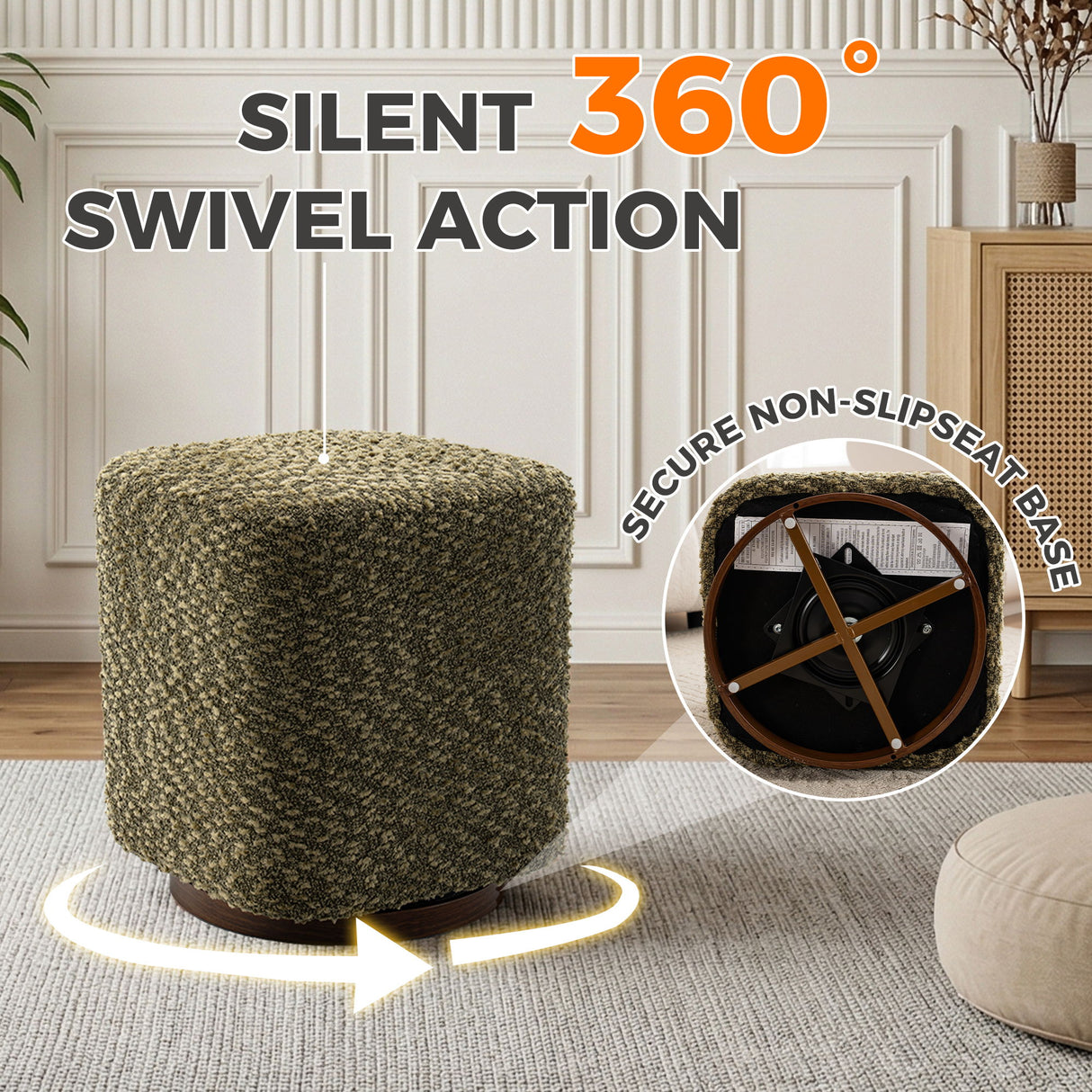 Upholstered 360° Swivel Vanity Stool