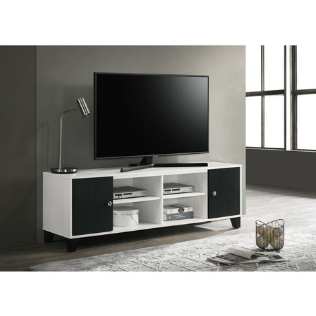 2 Tone TV Stand With Open Shelving And Concealed Storage Living Room Furniture - Black / White
