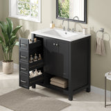 Bathroom Vanity With Sink Top, Bathroom Vanity Cabinet With 2 Doors And 2 Drawers, Open Shelf