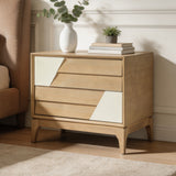 Japandi 2 Drawer Nightstand With Geometric Design