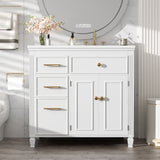 Bathroom Vanity With Sink, 1 Tip Out Drawer, 3 Side Drawers, Adjustable Shelf