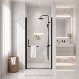Semi-Frameless Pivot Shower Door With Adjustable Width, Reversible Installation