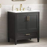Elegant Fluted Bathroom Vanity With Sink, Soft Close Doors & Drawer