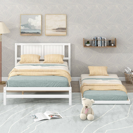 Platform Bed With Adjustable Trundle