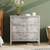 3 Drawer Cabinet, American Furniture, Suitable For Bedroom, Living Room - Light Gray