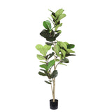 6Ft Real Touch Fake Fiddle Leaf Fig Tree In Pot, Indoor Decor For Home - Green Leaves