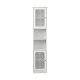 Tall Bathroom Cabinet With Adjustable Shelves, Louvered Door Floor Standing Storage Unit - White