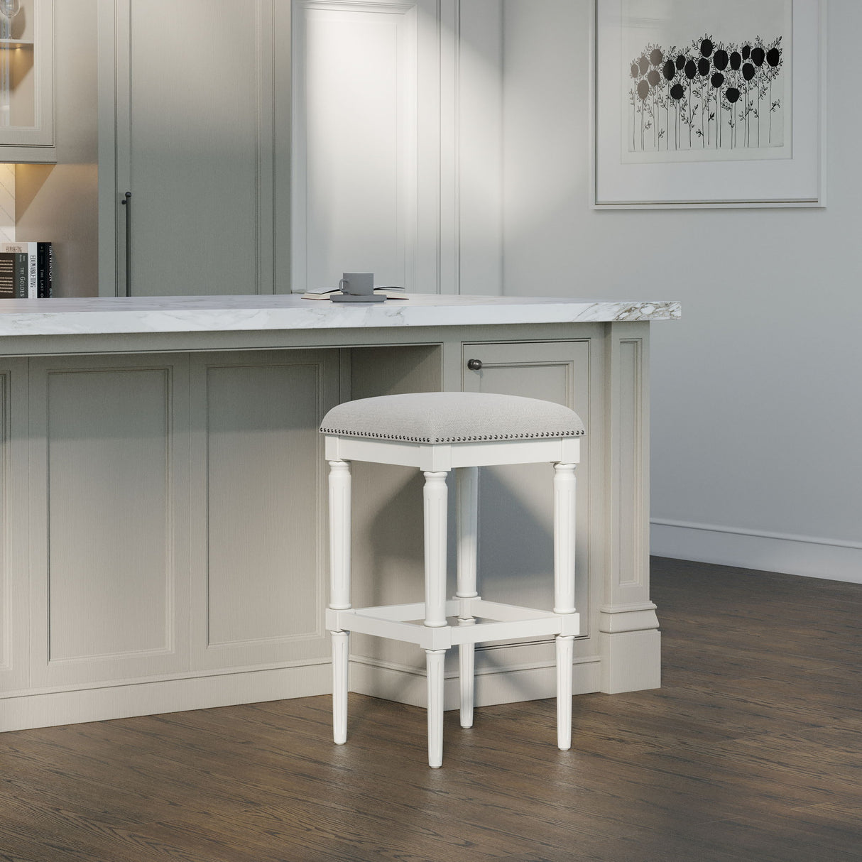 Square Stool With Upholstered Seat