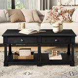 Coffee Table With 2 Storage Drawers & Lower Open Shelf