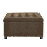 Square Tufted Storage Ottoman With Nailhead Trim