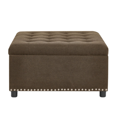 Square Tufted Storage Ottoman With Nailhead Trim