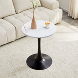 Round Dining Table With Thickened Engineered Wood Top And Metal Pedestal, 23.6" Diameter For Kitchen, Living Room, Small Spaces