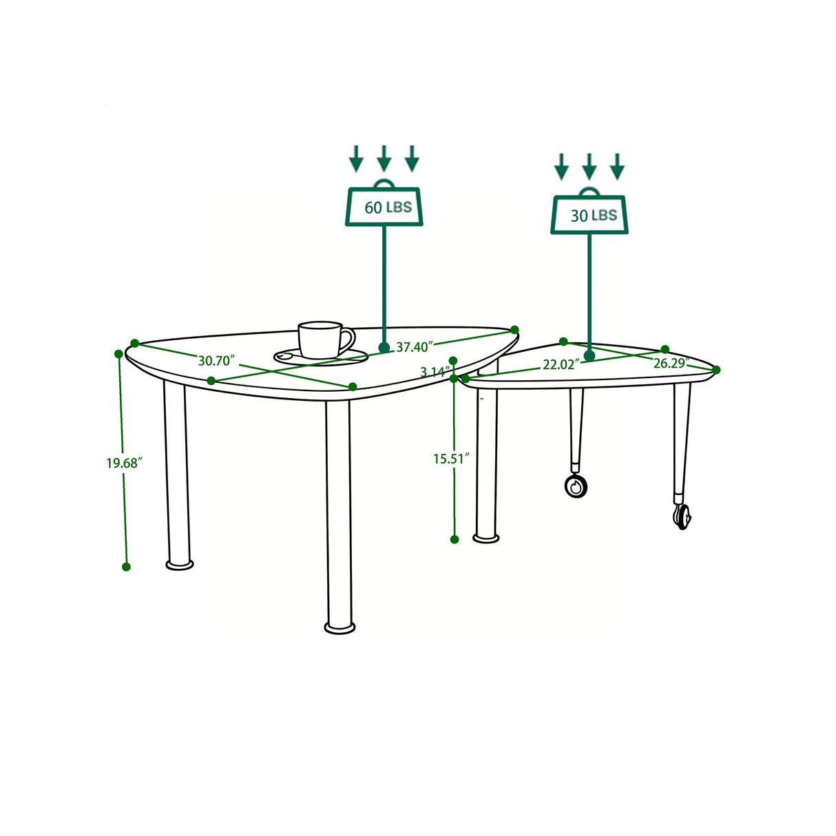 360 Degree Rotatable Coffee Table With Solid Legs