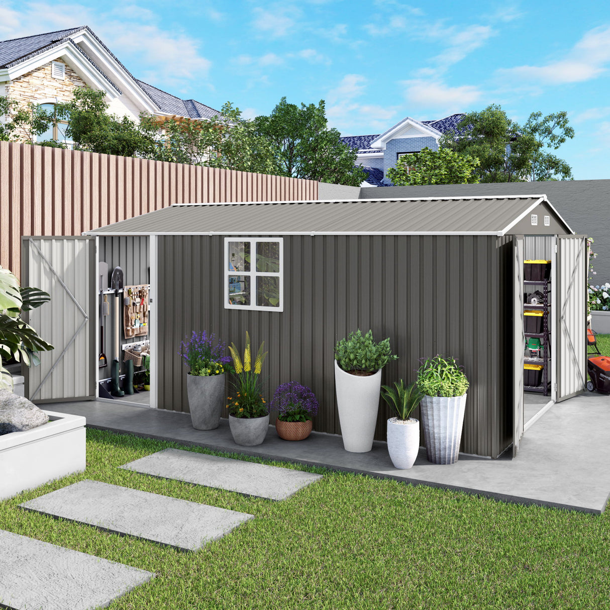 Outdoor Storage Shed With Lockable Doors