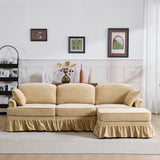 Cloud Sofa With Removable Ruffled Skirt With Ottoman And Flared Arms