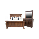 Chalet Walnut Queen Panel Bed Dresser & Mirror - 3721QHPW+3721QRW+3721QFW+3700DW+3722MW