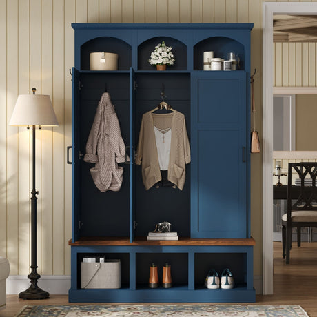 Classic Arched Design Hall Tree With 3 Hidden Storage