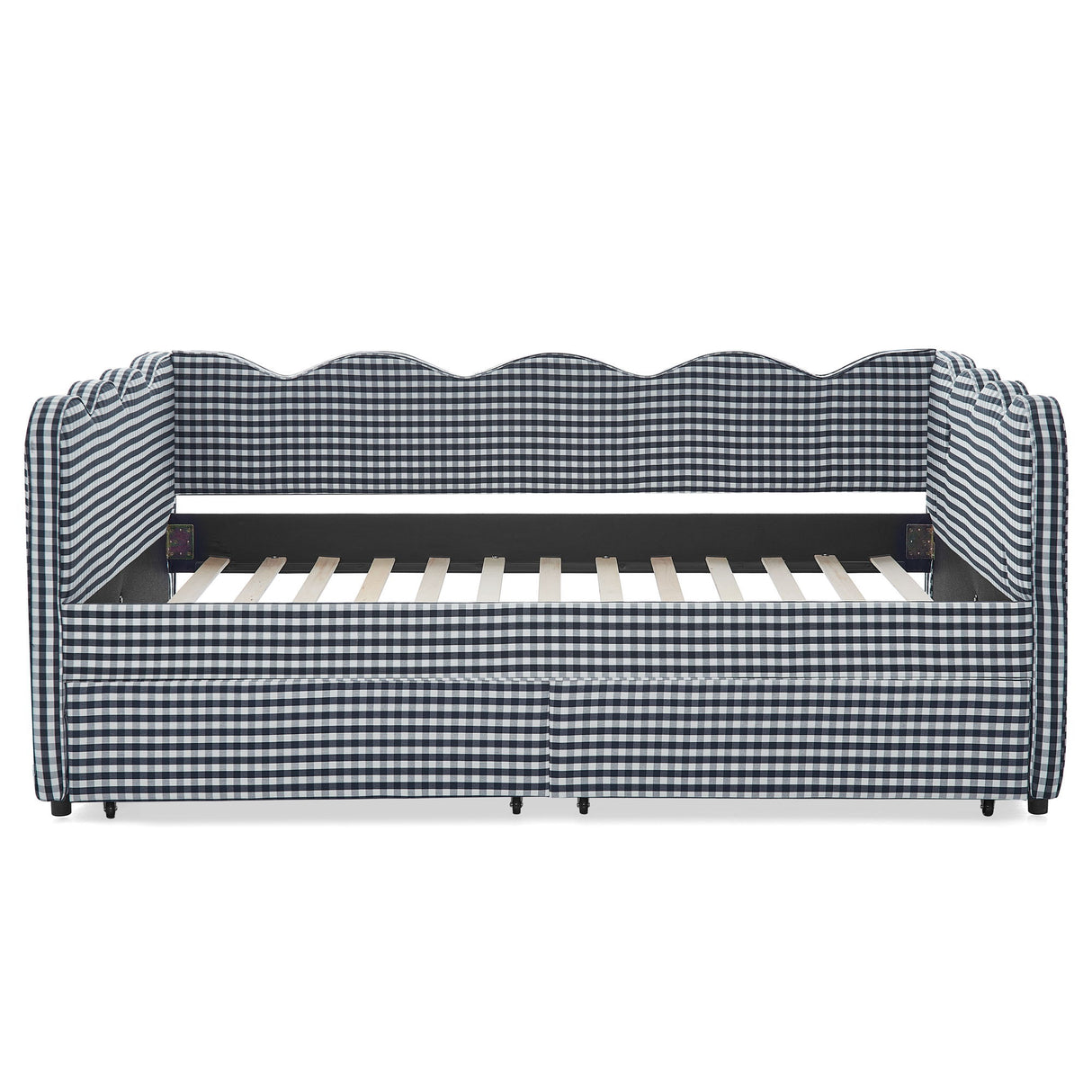 Gingham Daybed & USB Charging Port, Wave-Shaped Design