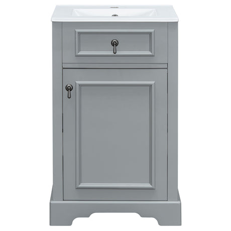 Elegant Bathroom Vanity With Ceramic Sink, Soft Close Door, Adjustable Shelf