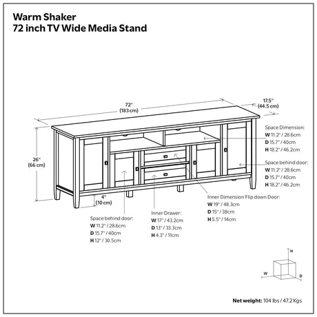 Warm Shaker - TV Media Stand Handcrafted - Tobacco Brown
