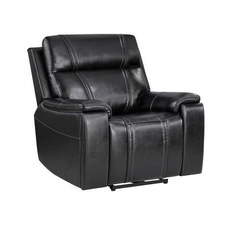 Gary - Power Recliner With Power Recline Motion, Pillow Top Arms, Hidden Cupholders - Black