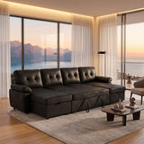 Convertible Sectional Sofa Bed With Pull Out Sleeper And Storage