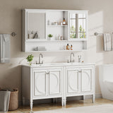 Double Sink Bathroom Vanity Set With Wall Mount Mirror Cabinet