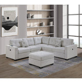 Casual Simple Tufted Sectional 4 Piece Set With USB Loveseat