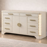 Jasmine - 8 Drawer Dresser With Side LED Lightning - Beige