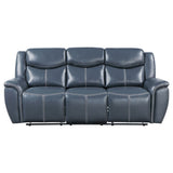 Stanwicke - Motion Reclining Sofa With Drop Down Table - Blue