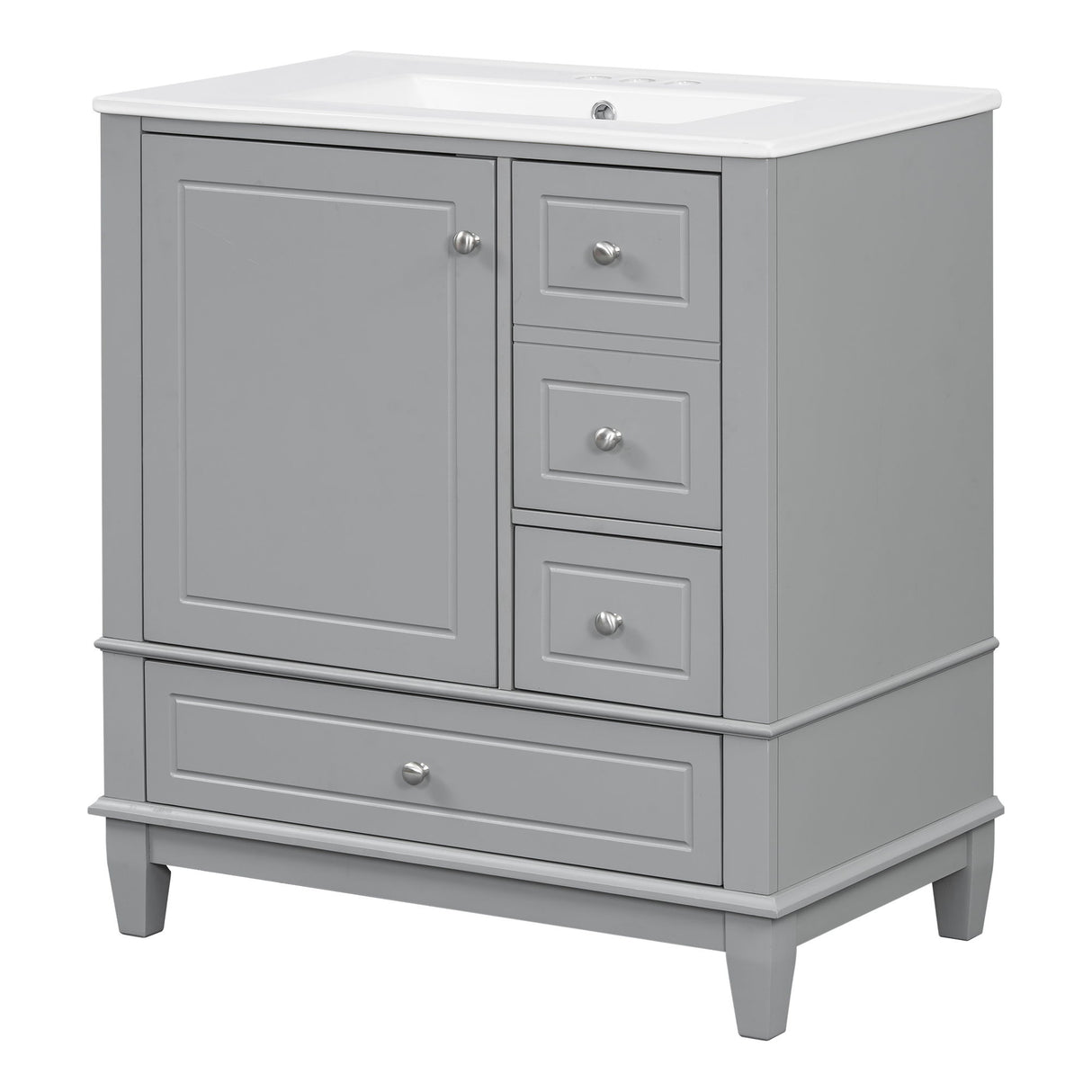 Freestanding Bathroom Vanity With Sink, Soft Close Door, 3 Drawers