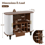 Fluted Liquor & Coffee Bar Cabinet With 6 Wine Racks And 3 Glass Holders