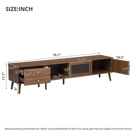 76" TV Stand, Entertainment Center With Storage Cabinets, TV Media Console Table For Living Room - Natural