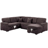 Convertible Sectional Upholstered Sleeper Sofa With Storage Chaise
