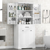 Freestanding Bathroom Storage Cabinet With Doors, Drawers, And Tilt Out Laundry Hamper - White