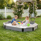 Octagon Sandbox With Storage, Sandpit With Cover And Liner For Backyard