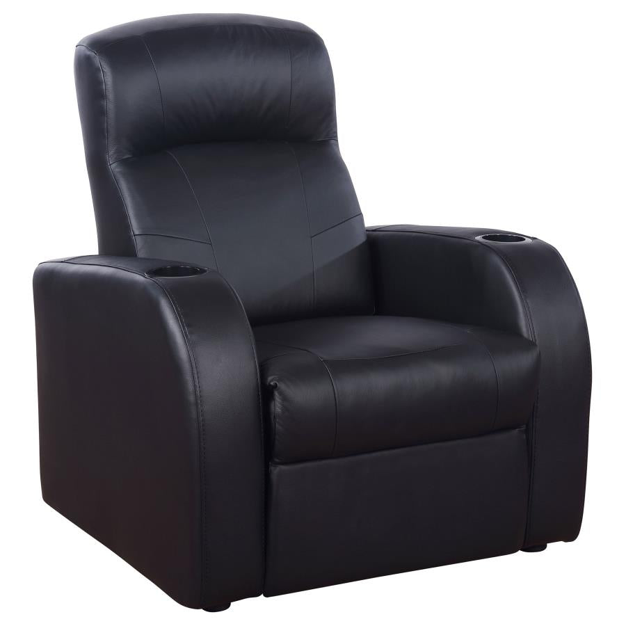 Cyrus Upholstered Track Arm Recliner Black - 600001
