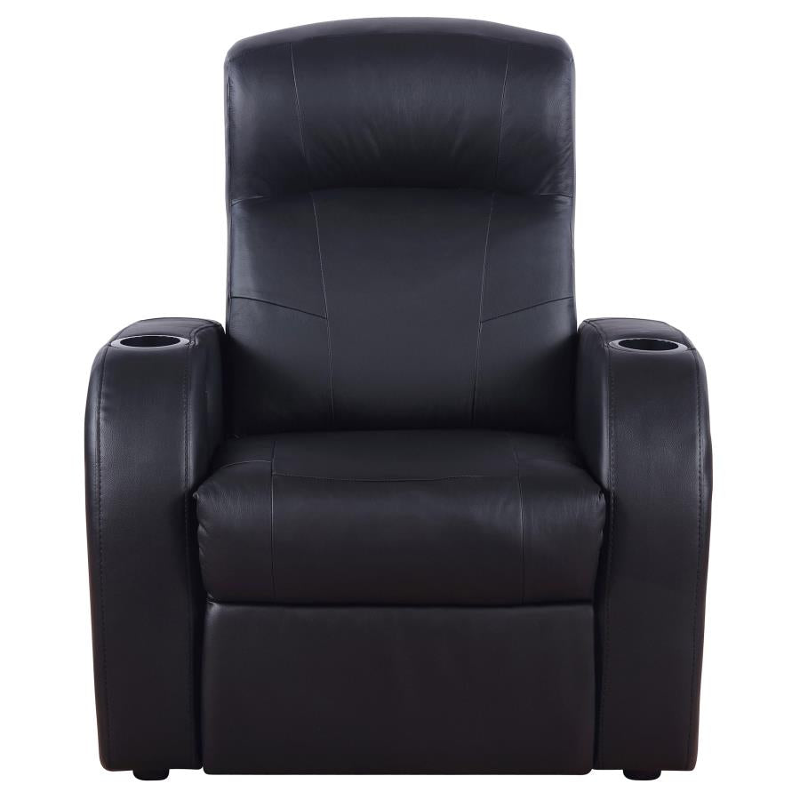 Cyrus Upholstered Track Arm Recliner Black - 600001