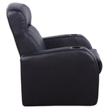 Cyrus Upholstered Track Arm Recliner Black - 600001