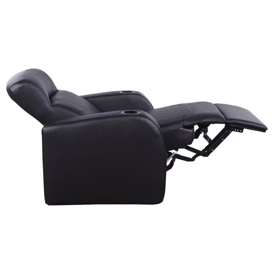 Cyrus Upholstered Track Arm Recliner Black - 600001