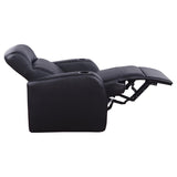Cyrus Upholstered Track Arm Recliner Black - 600001