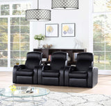 Cyrus Upholstered Track Arm Recliner Black - 600001